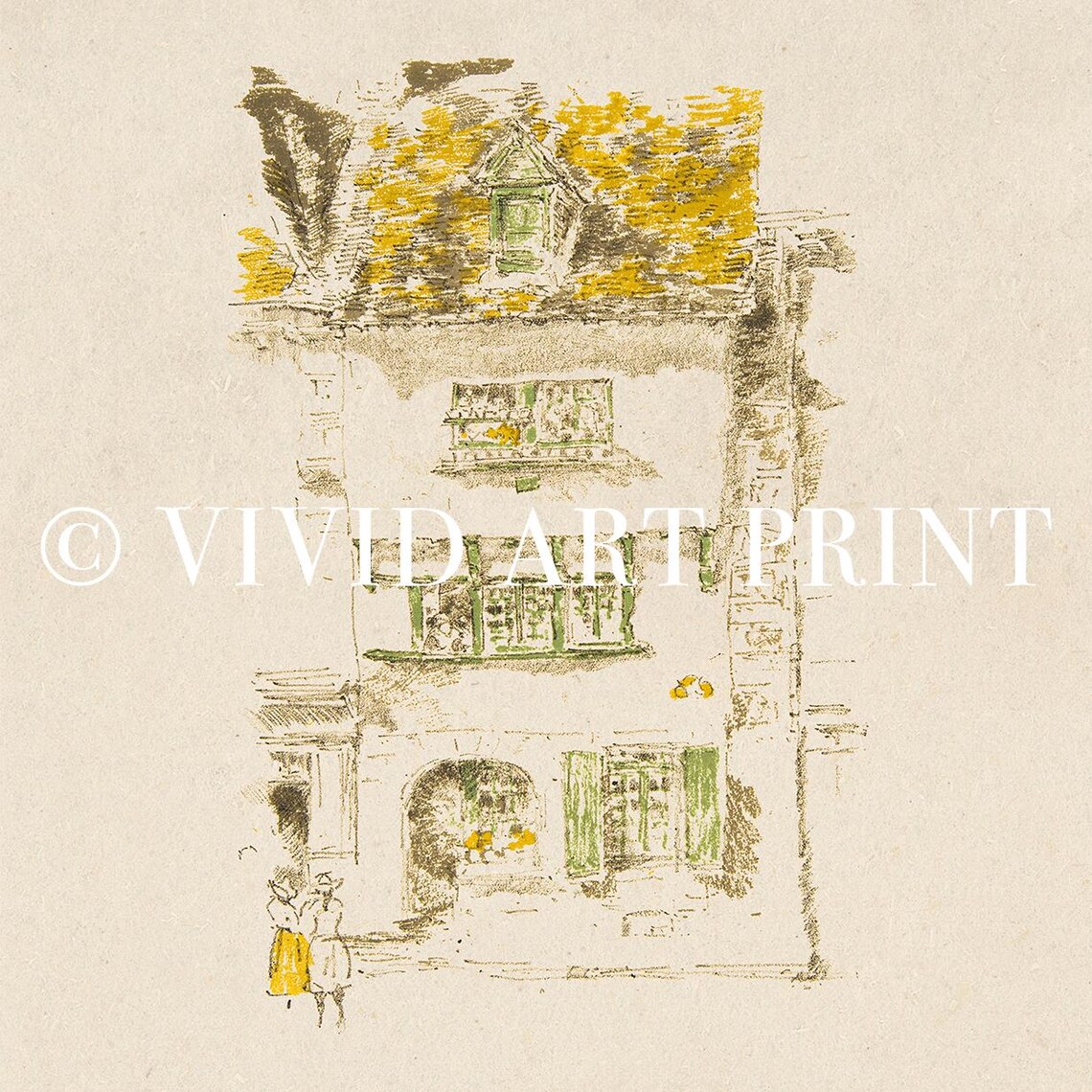 Vintage Cottage Sketch, Minimalist Architectural Art - Image 4