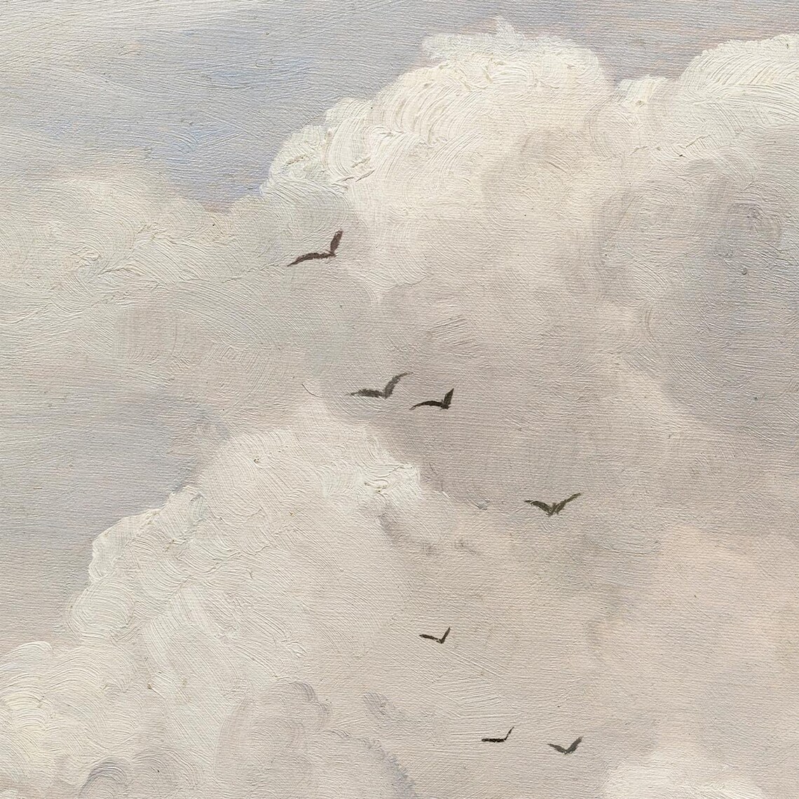 Cloudscape Vintage Birds in Cloud, Relaxing Art Print - Image 4