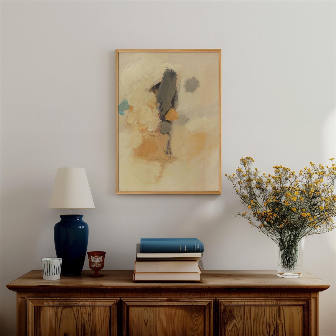 Modern Abstract Vintage Muted Rustic Minimalist Art Print - Image 3