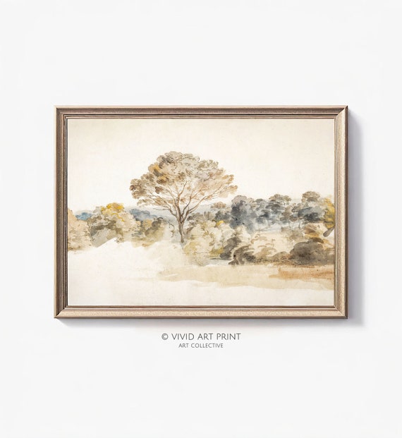 Vintage Landscape Art Forest Farmhouse Watercolor Art Home Decor Vivid Art Print Ad 019