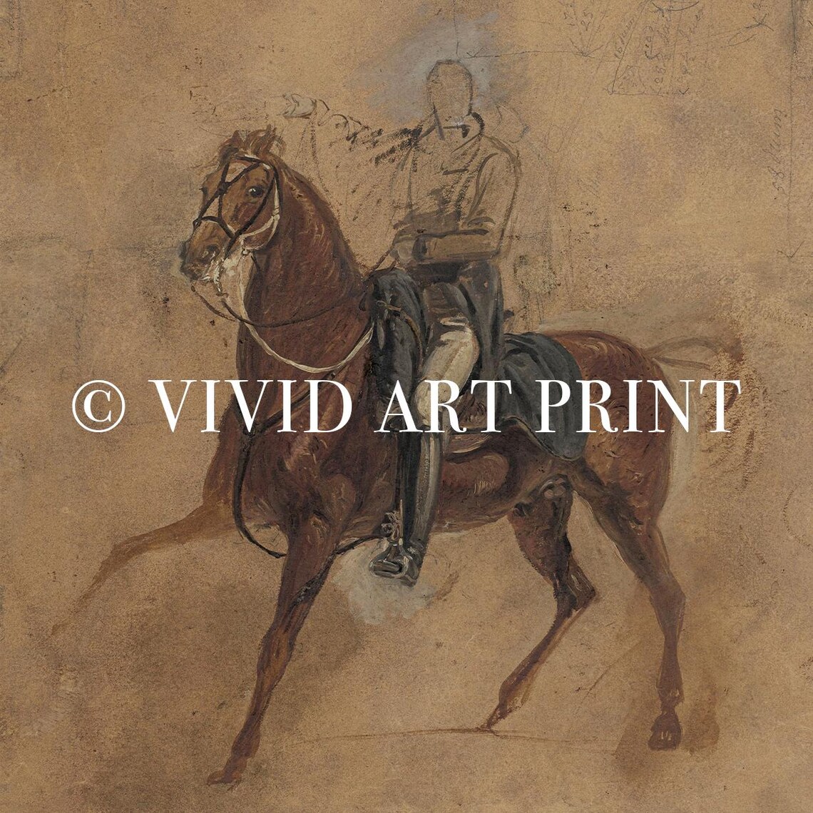 Rustic Horse Study, Antique Equine Sketch - Image 4