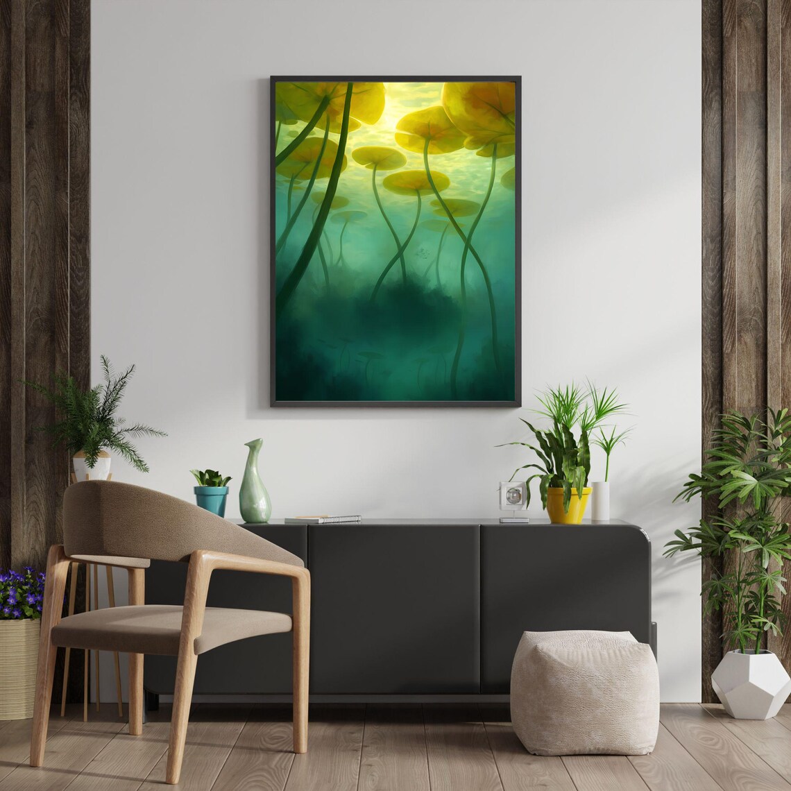 Underwater Leaves Wall Art Serene Botanical Hayalmeyal Workshop