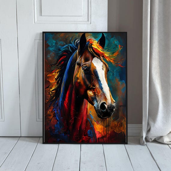 Colorful Abstract Horse Wall Art Vibrant Animal Painting For Home Decor Hayalmeyal Workshop