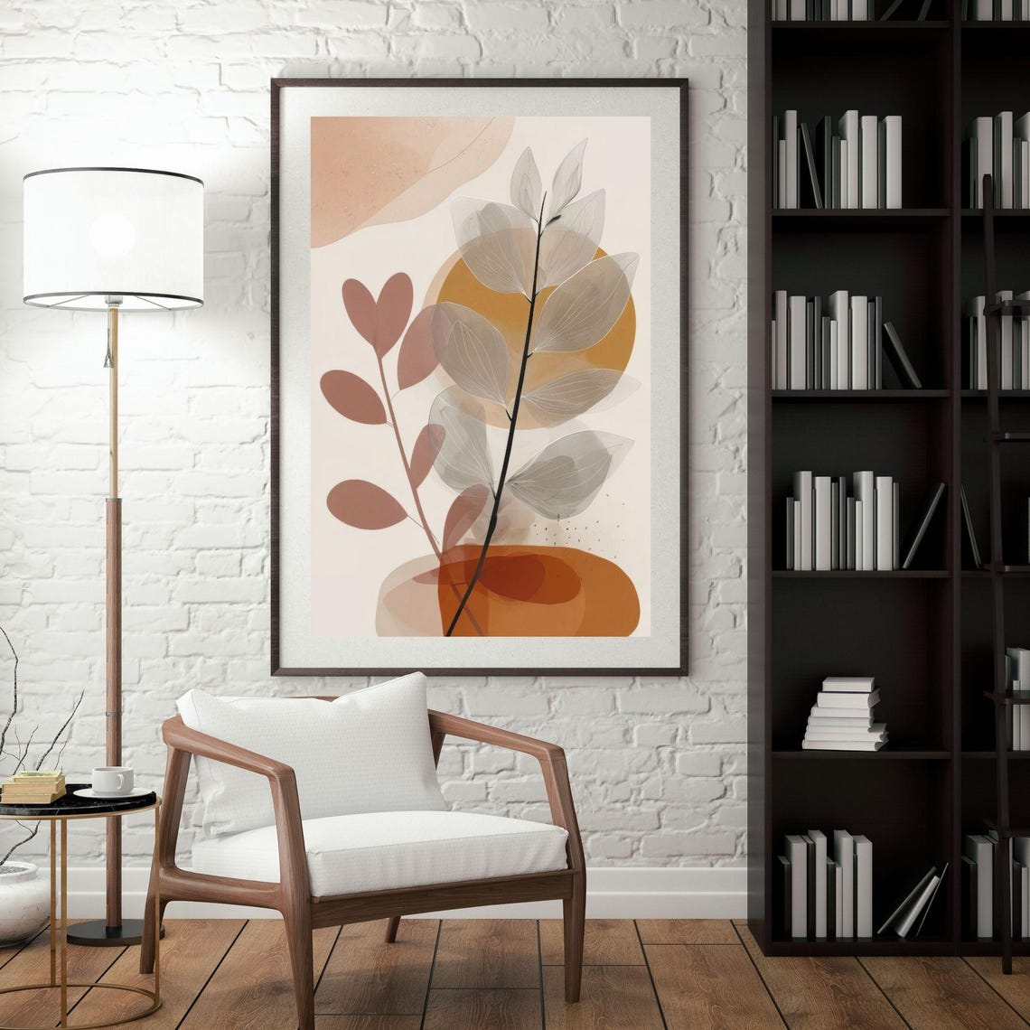 Modern Minimalist Eucalyptus Botanical In Terracotta Tones Poster
