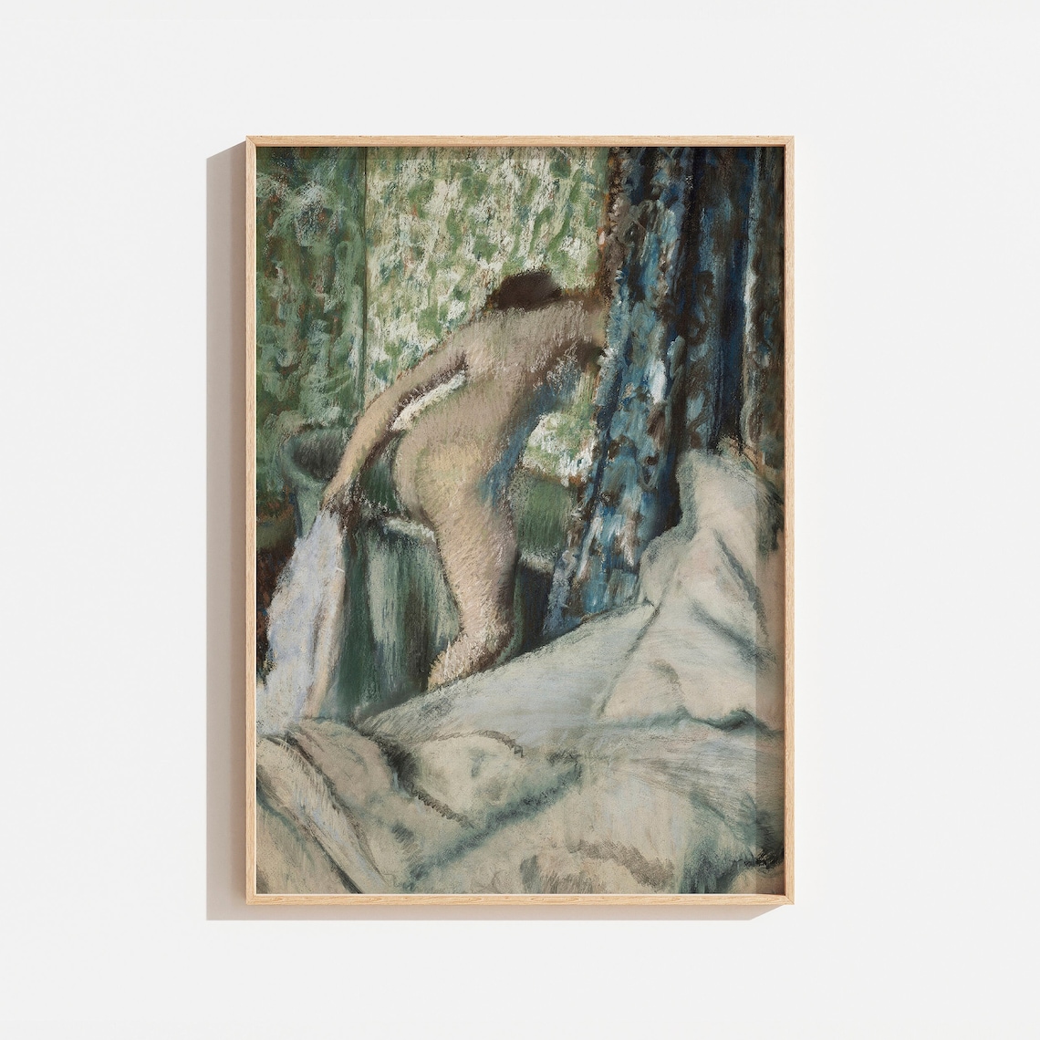 Vintage Bath Portrait Painting, Bathroom Wall Art