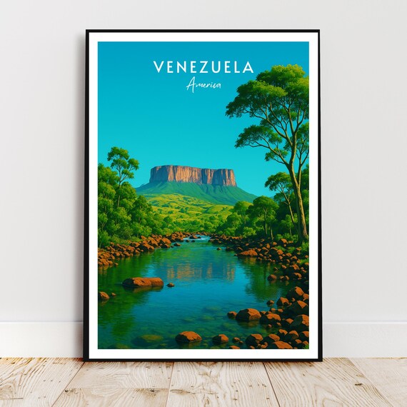Venezuela Mount Roraima Tepui River Jungle South America Travel Poster