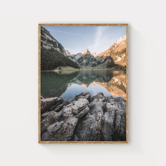 Seealpsee Appenzell Swiss Alps Switzerland Mountain Photography Wall Art Print Nature Gift Ideas Modern Home Decor