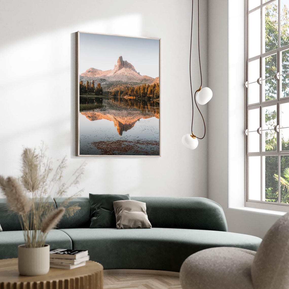 Lago di Federa Autumn Mirror Reflection Golden Peak Sunset Poster - Image 2