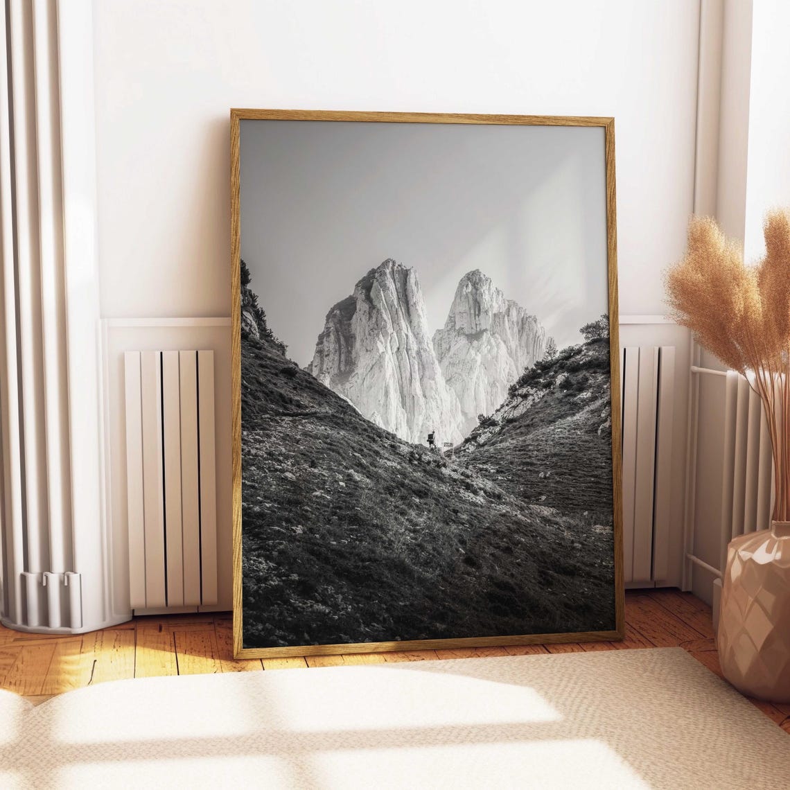 Black and White Twin Limestone Peaks Dramatic Photo Art Poster - Image 5