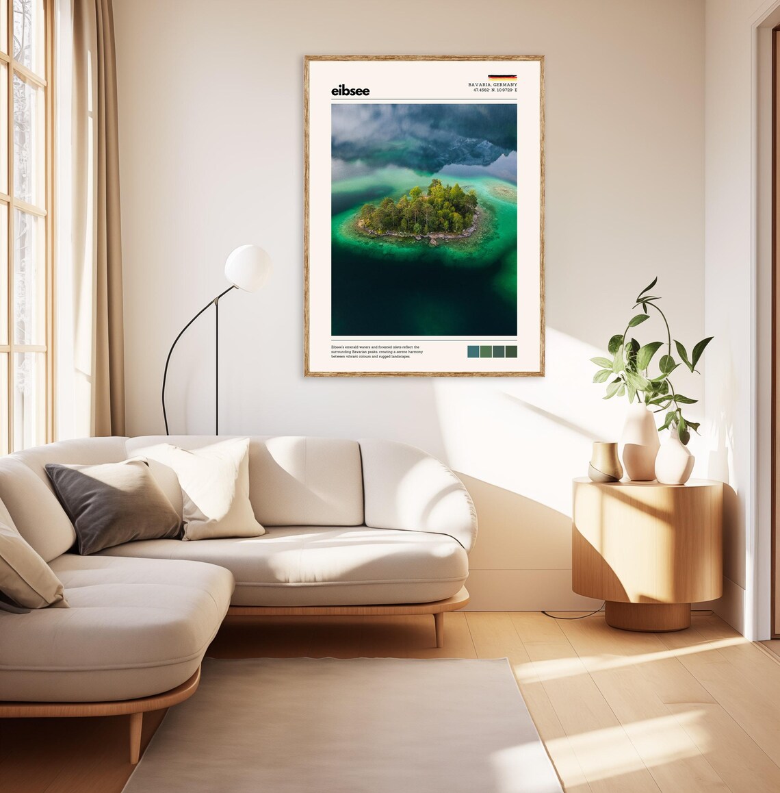 Eibsee Bavaria Germany Emerald Lake Aerial Island View Poster - Image 3