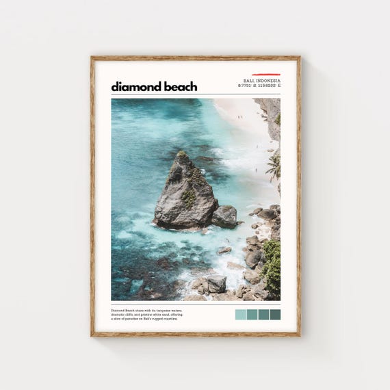 Diamond Beach Bali Wall Art Turquoise Ocean Photography Coastal Landscape Print Tropical Nature Poster Indonesian Travel Decor