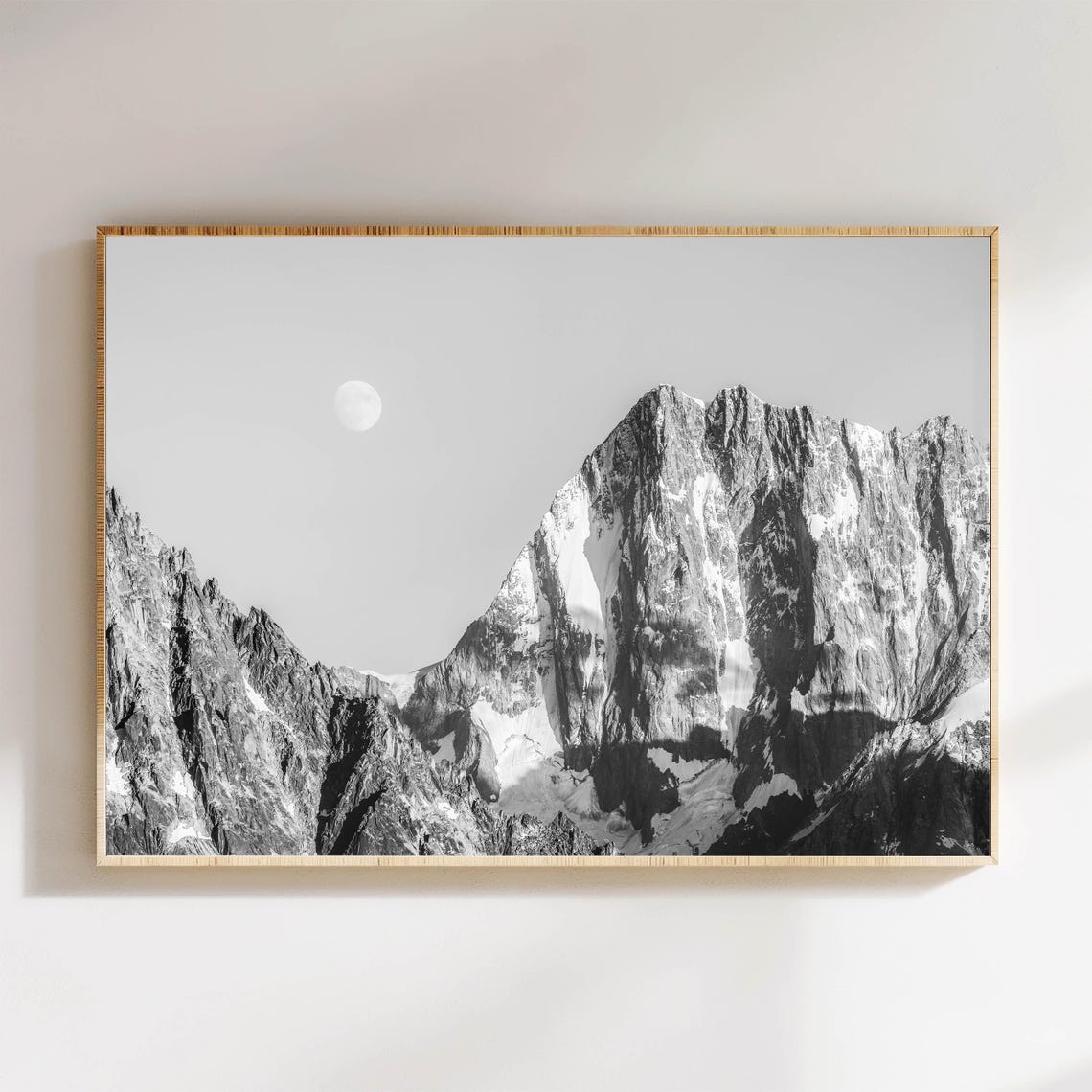 Grand Jorasses Massif Du Mt Blanc French Alps France Black And White Mountain Photography Wall Art Print Nature Wall Art