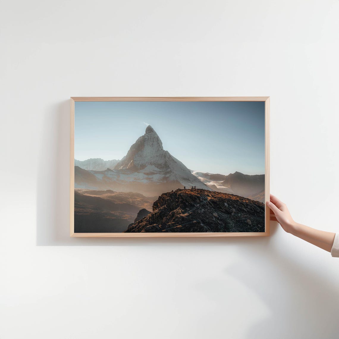 Hikers On Rocky Summit Ridge With Matterhorn Zermatt Alps Poster - Image 2