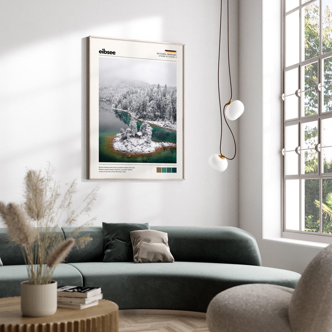 Eibsee Bavaria Germany Snowy Island Turquoise Lake Winter Poster - Image 5
