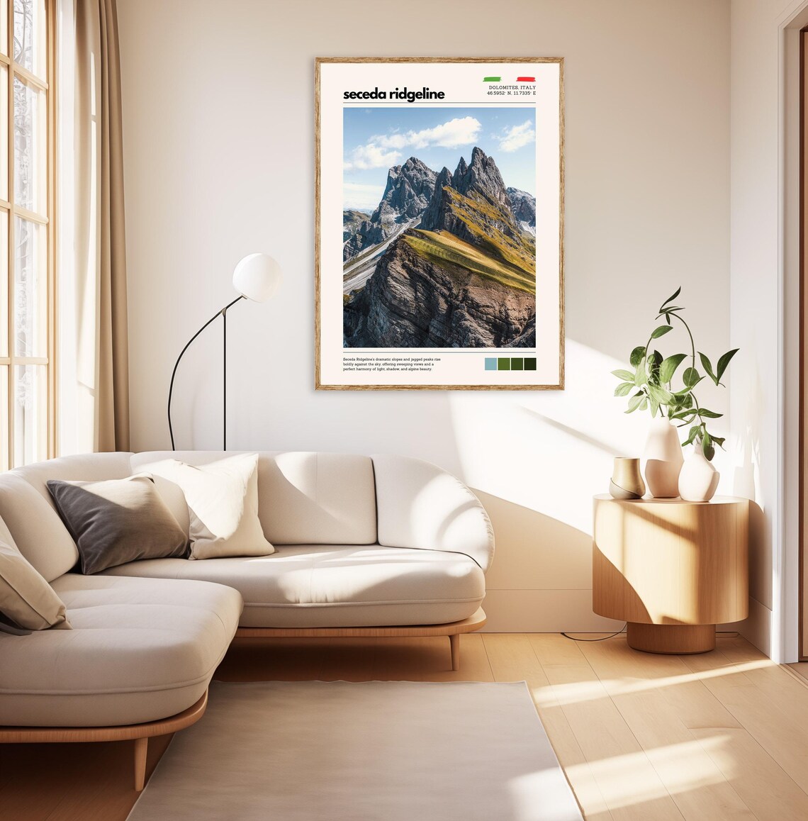 Seceda Ridgeline Dolomites Italy Jagged Alpine Peaks Travel Poster - Image 2