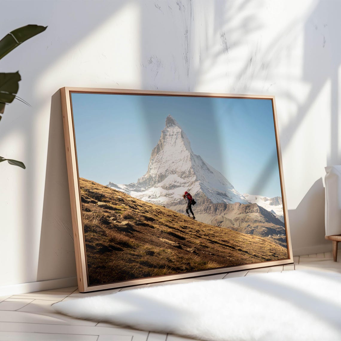 Matterhorn Peak with Lone Hiker Snowy Alpine Landscape Poster - Image 3
