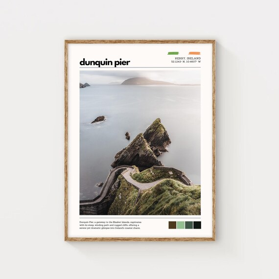 Dunquin Pier Kerry Ireland Winding Cliff Path Ocean View Travel Poster