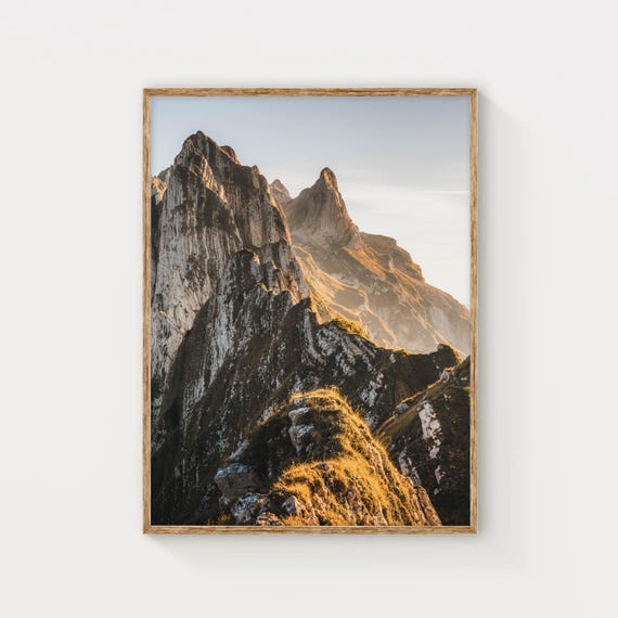 Schfler Ridge Wall Art Print Swiss Alps Mountain Landscape Photography Dramatic Sunset Alpine Decor Nature Artwork For Home Or Office