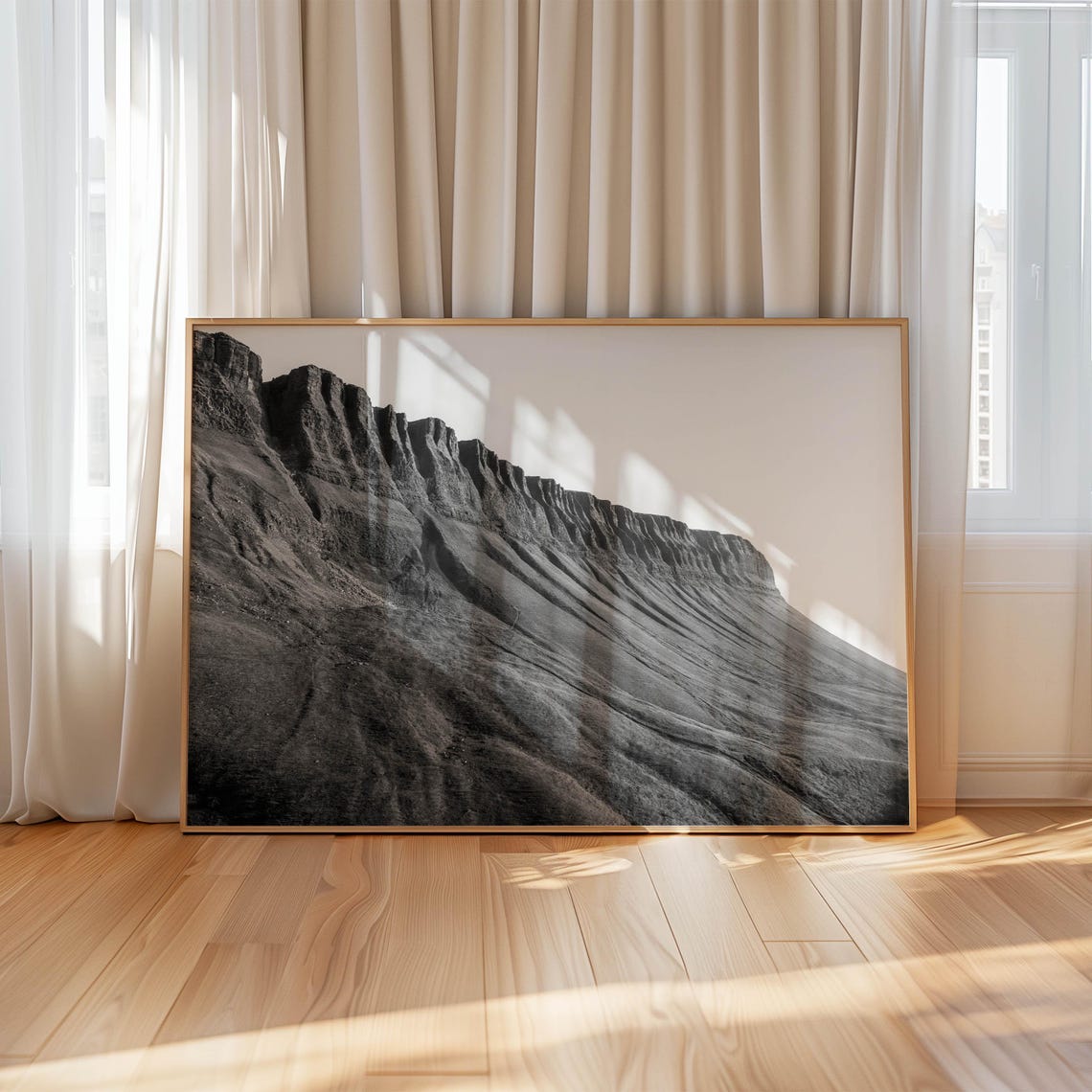 Benbulbin Mountain Escarpment Sligo Ireland Black And White Poster - Image 4