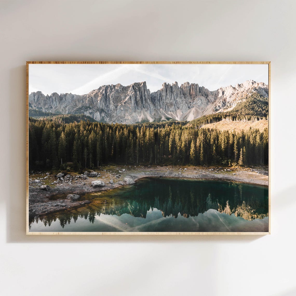 Lago di Carezza Emerald Lake Latemar Forest Reflection Poster