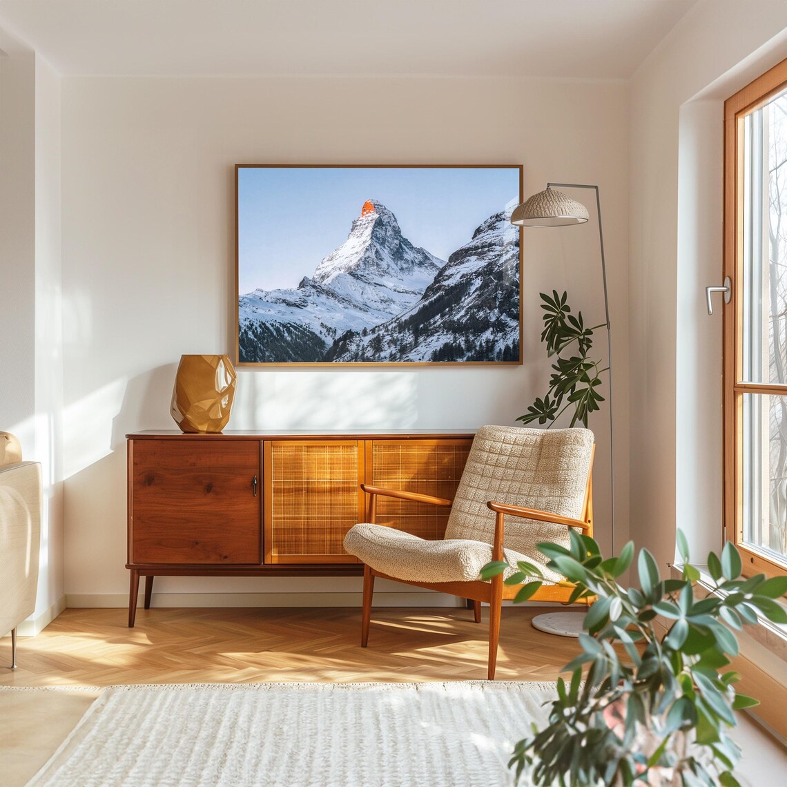 Matterhorn Sunrise Glowing Orange Summit Snowy Swiss Alps Photo Poster - Image 4