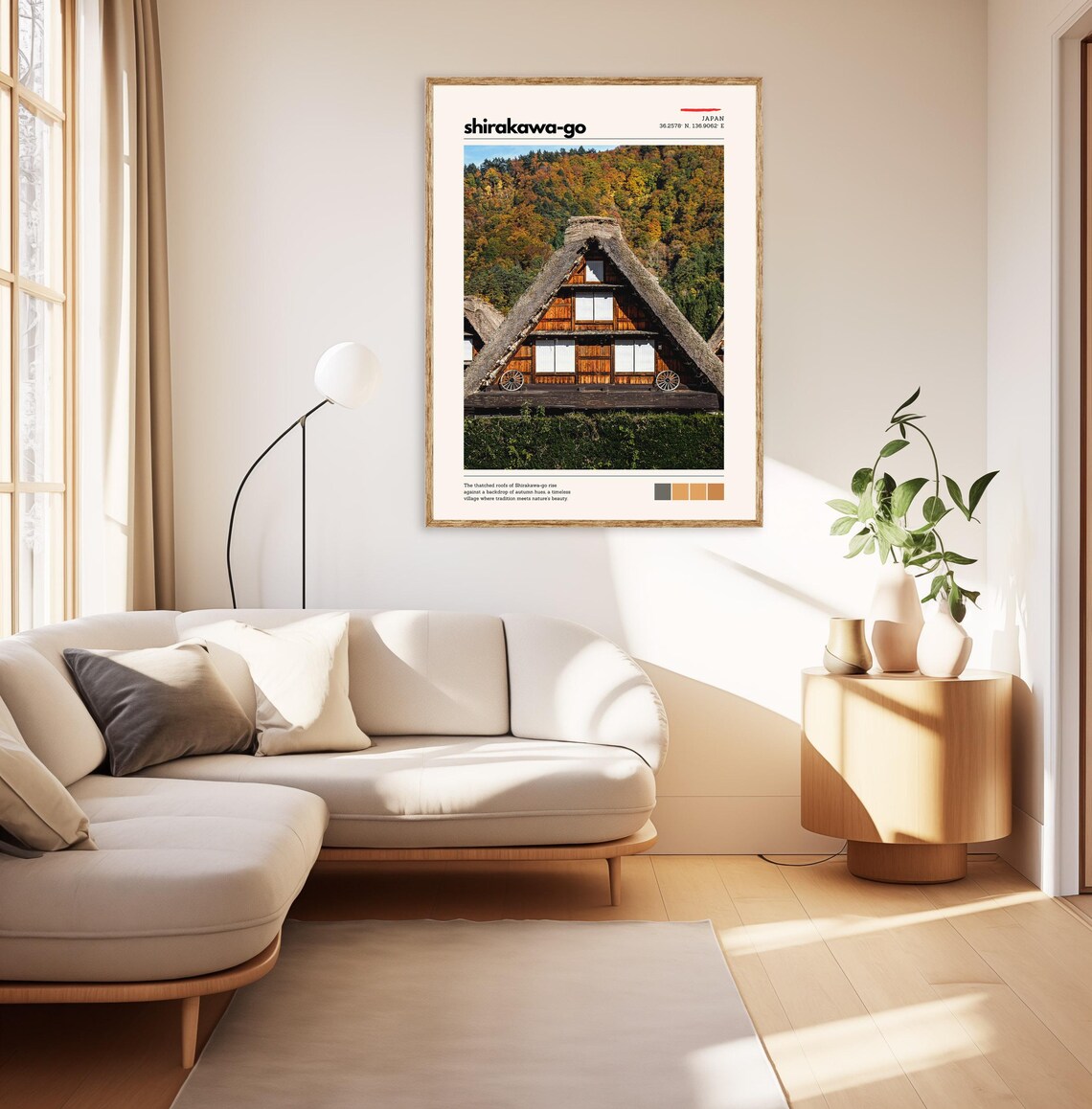 Shirakawa Go Japan Thatched Farmhouse Autumn Village Scene Poster - Image 3