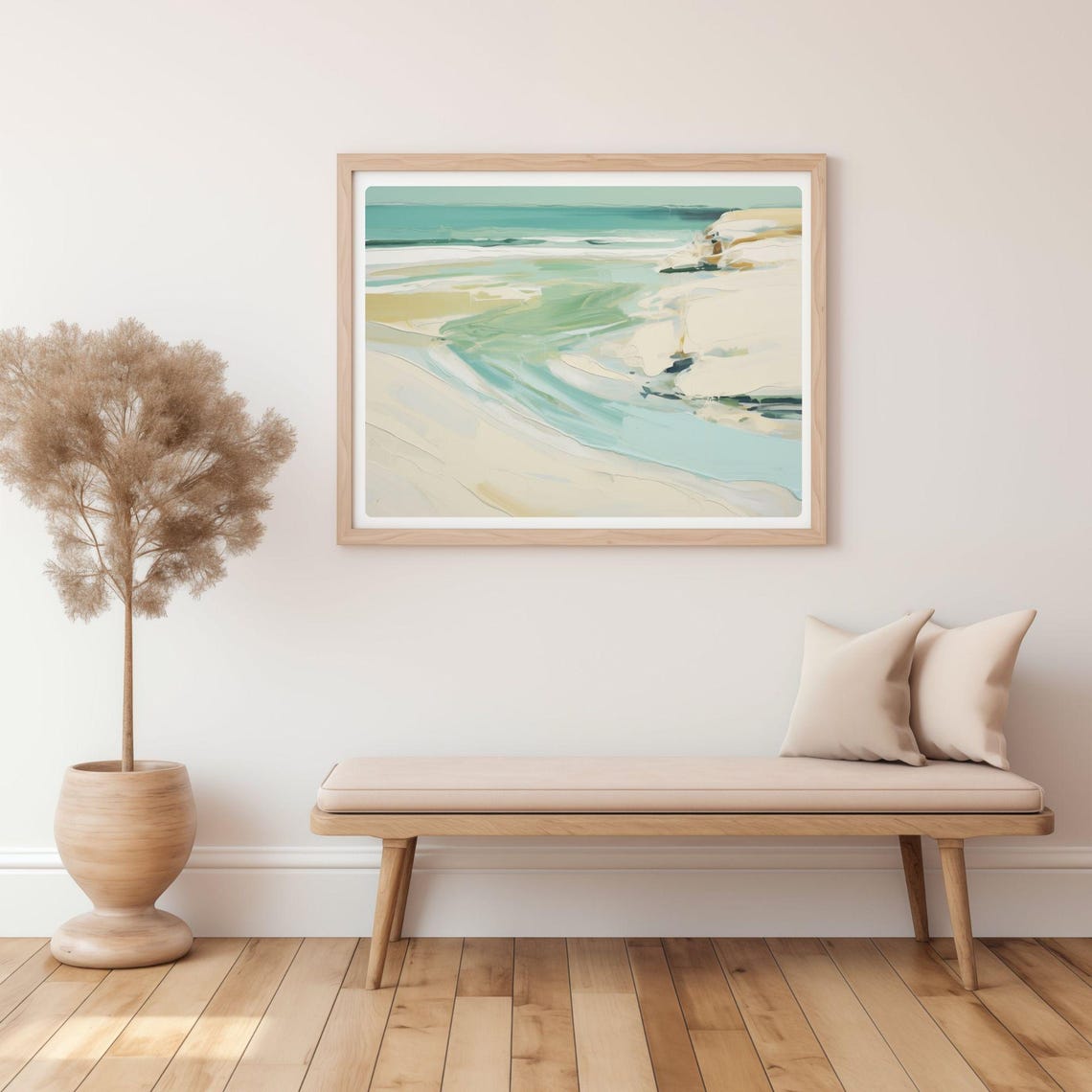 Abstract Turquoise Seascape Painting Coastal Waves Art Poster - Image 3