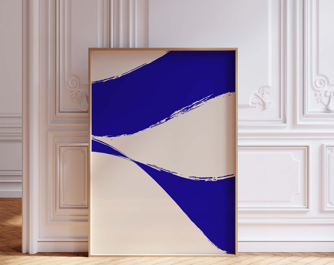 Royal Blue Minimalist Abstract Art Print, Modern Poster