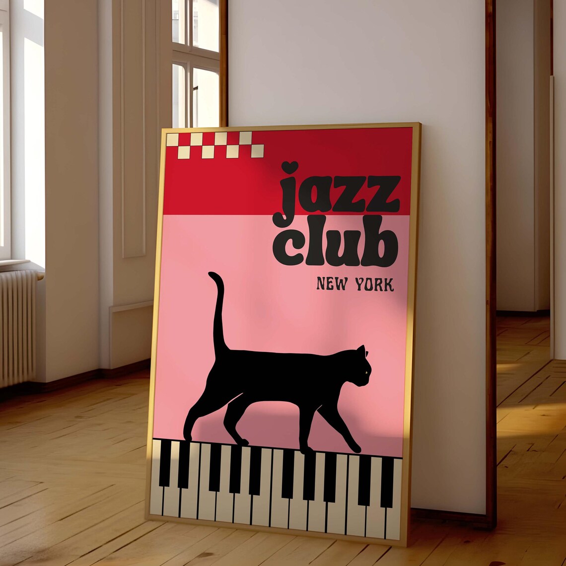 Jazz Club Retro Music Print, Mid-Century Modern