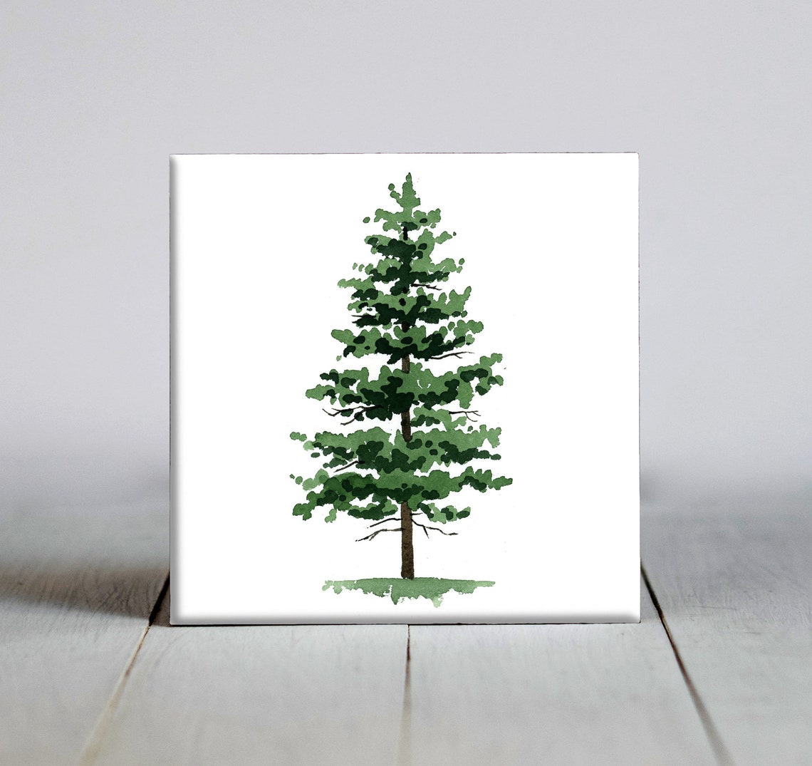 Pine Tree Ceramic Tile Pine Tree Decorative Tile Tree Lover Gift Unique Nature Gifts