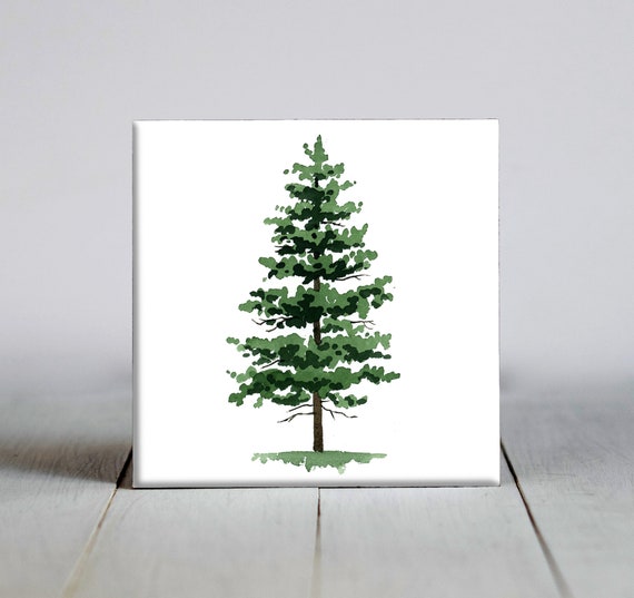 Pine Tree Ceramic Tile Pine Tree Decorative Tile Tree Lover Gift Unique Nature Gifts