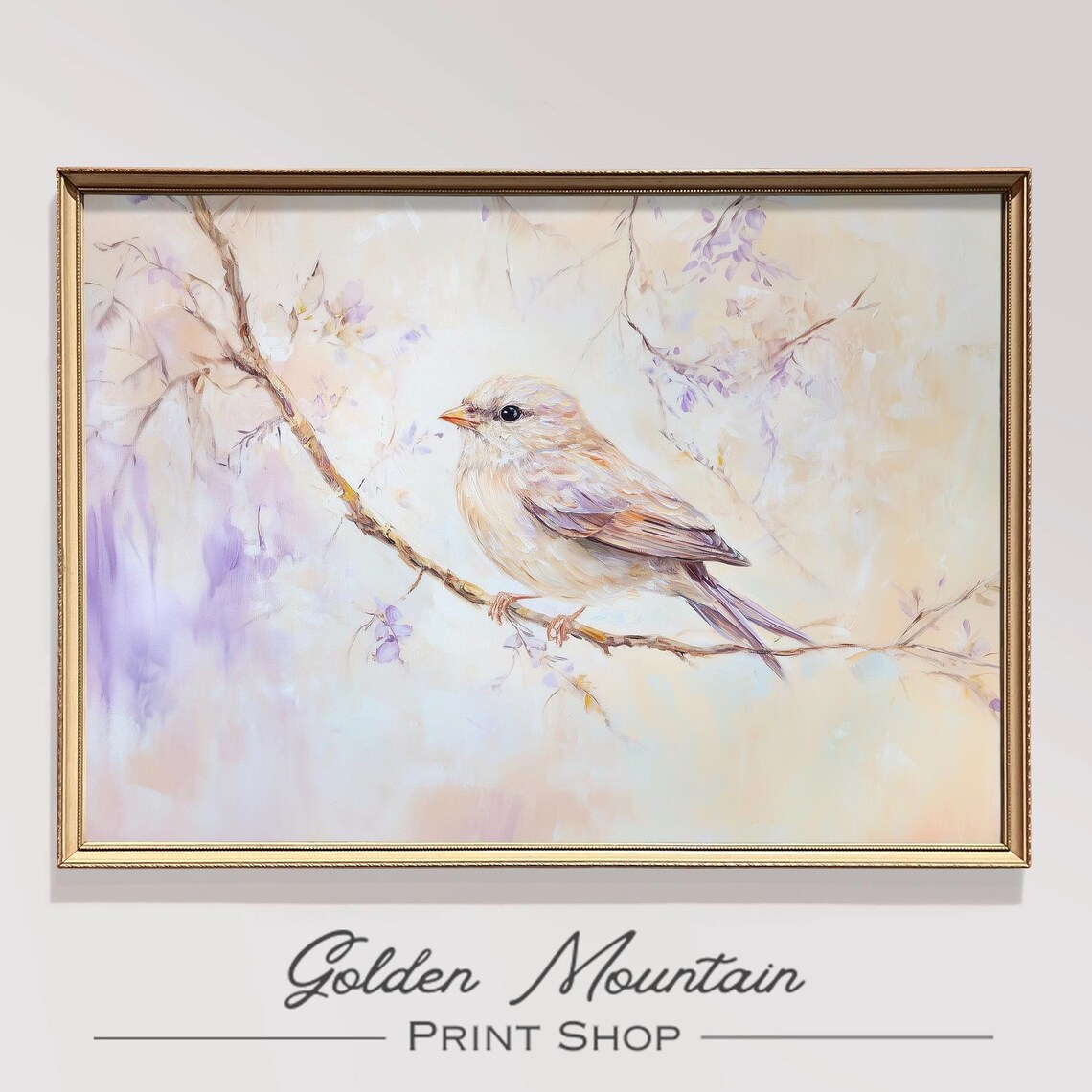 Spring Bird Floral Oil Painting Vintage Bird Art Print