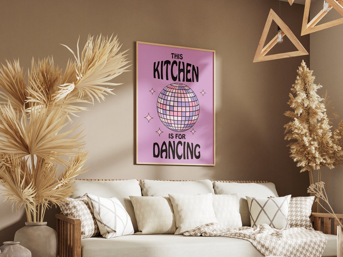 This Kitchen Is For Dancing Art Print Trendy Kitchen Art Print Kitchen Disco Poster Colourful Kitchen Art Prints Retro Kitchen Wall Art - Image 4