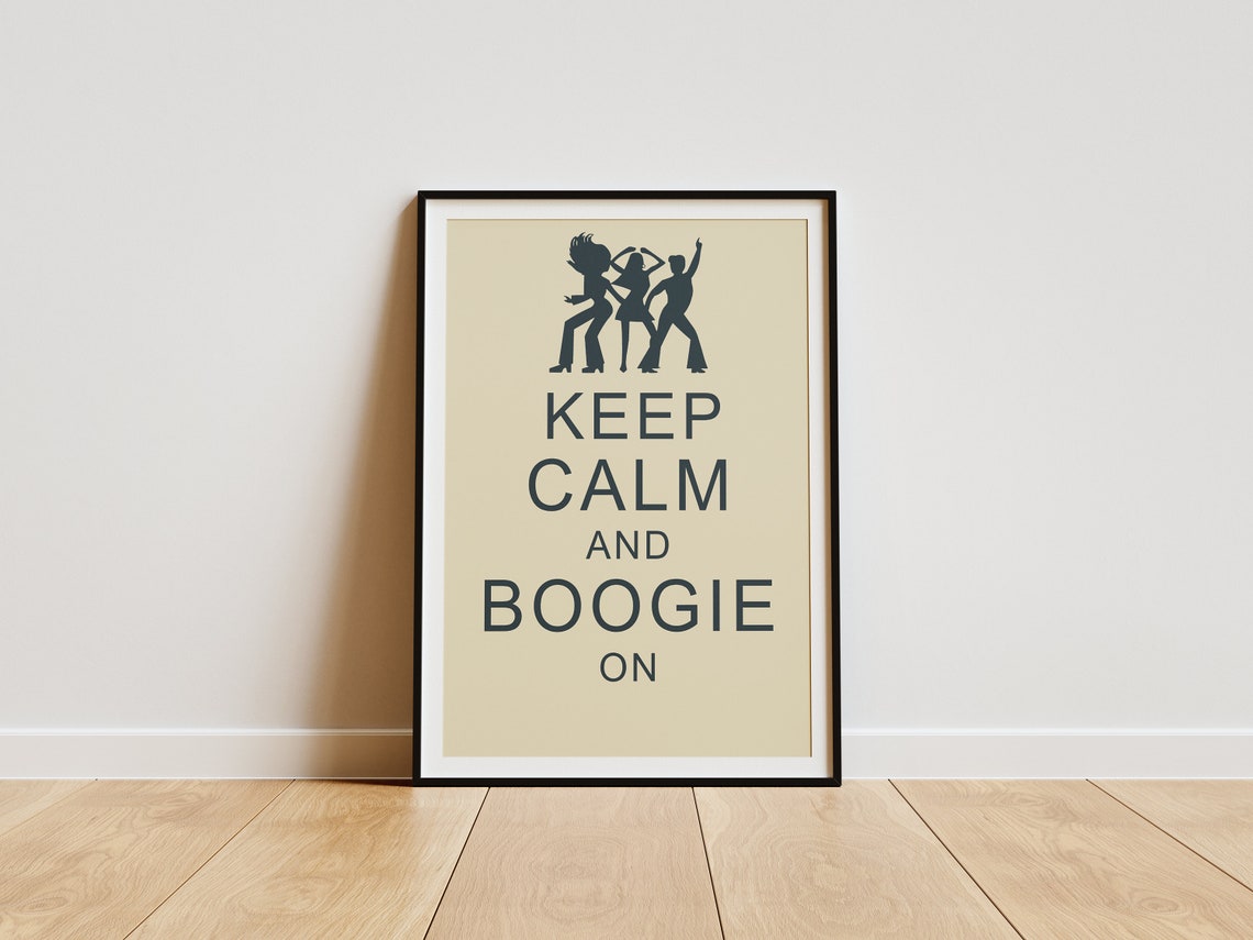Keep Calm and Boogie On Retro 70s Disco Dancers Quote Poster - Image 4