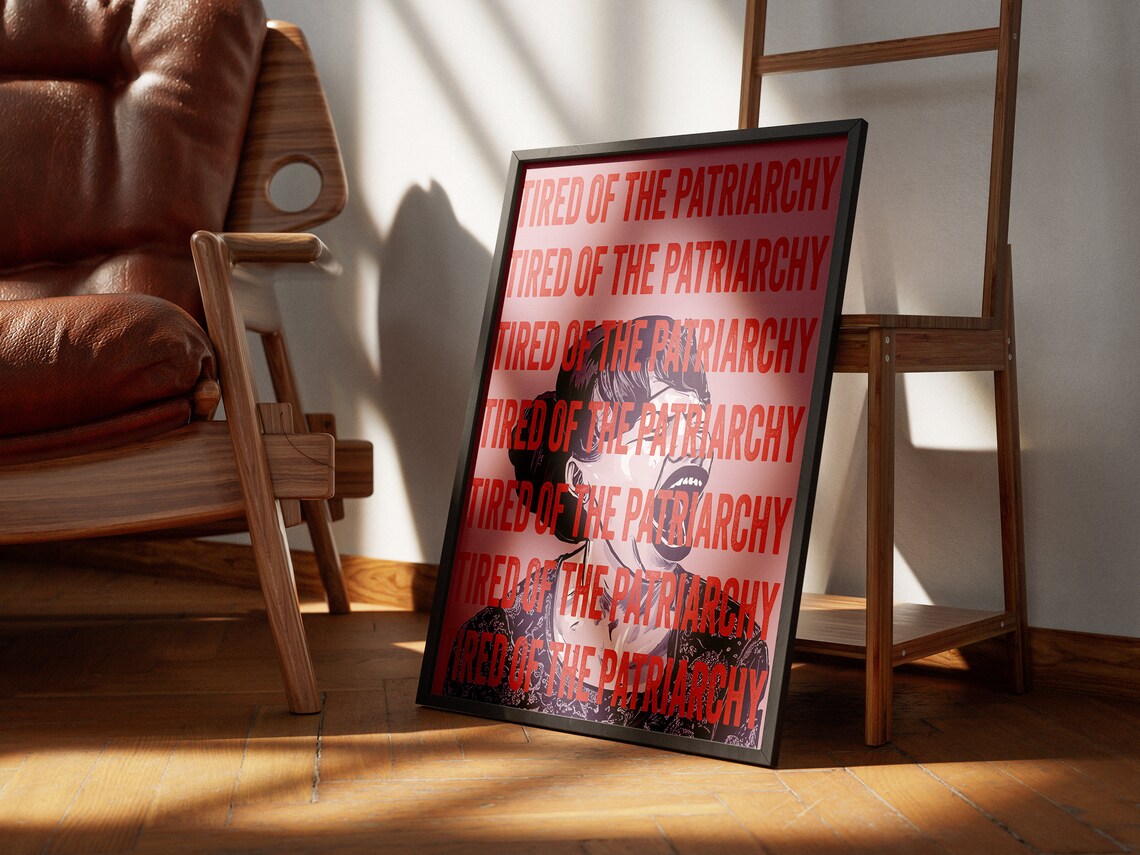 Tired of the Patriarchy Bold Pink Feminist Protest Quote Poster - Image 3