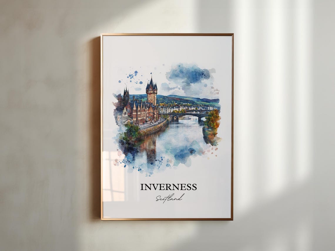Inverness Scotland Watercolor Travel Poster - Image 3