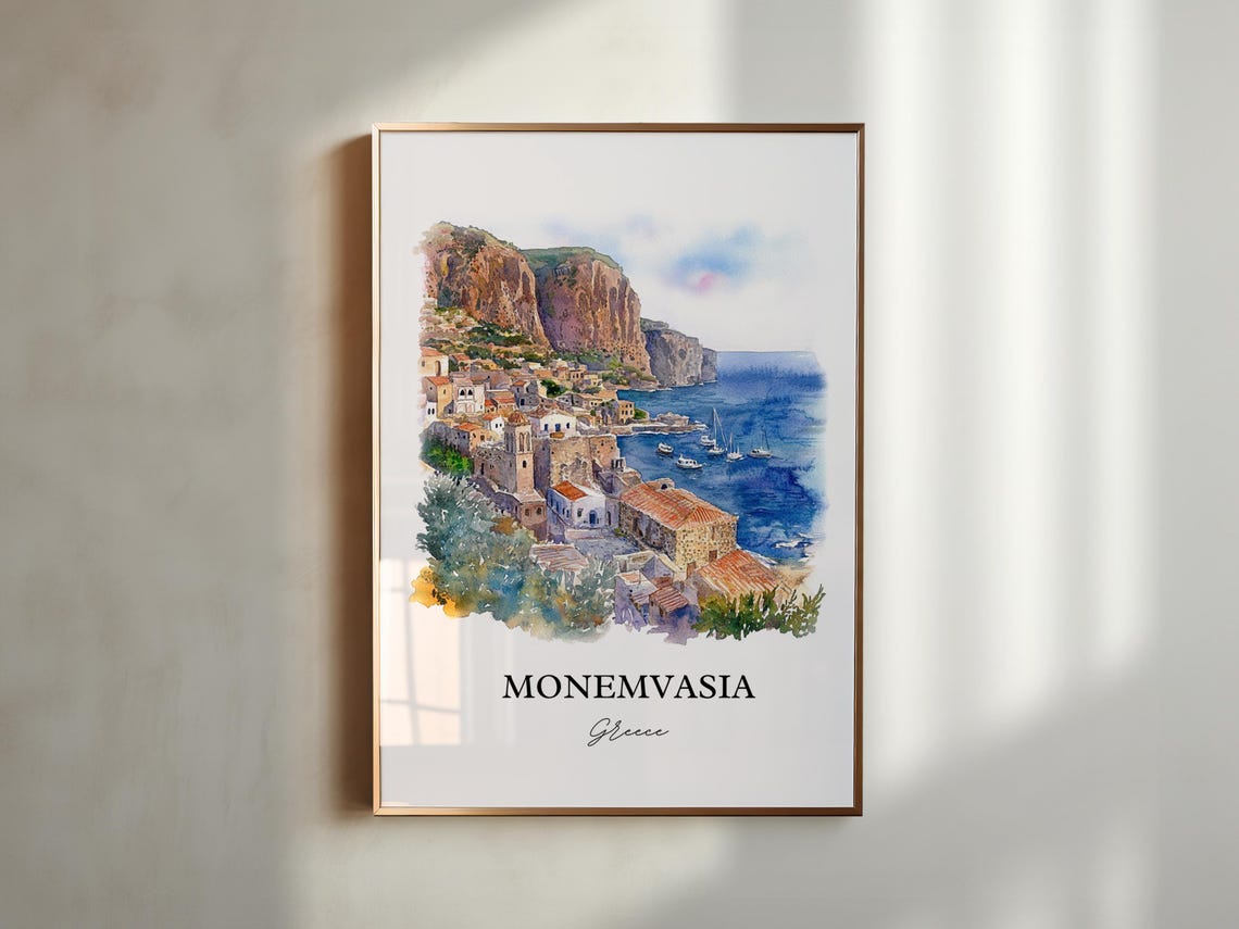 Monemvasia Watercolor Travel Poster, Laconia Greece - Image 5
