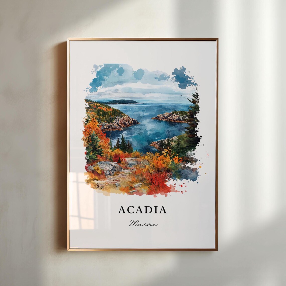 Acadia National Park Wall Art Acadia Print Acadia Maine Watercolor Art Bar Harbor Me Gift Travel Print Travel Poster Housewarming Gift