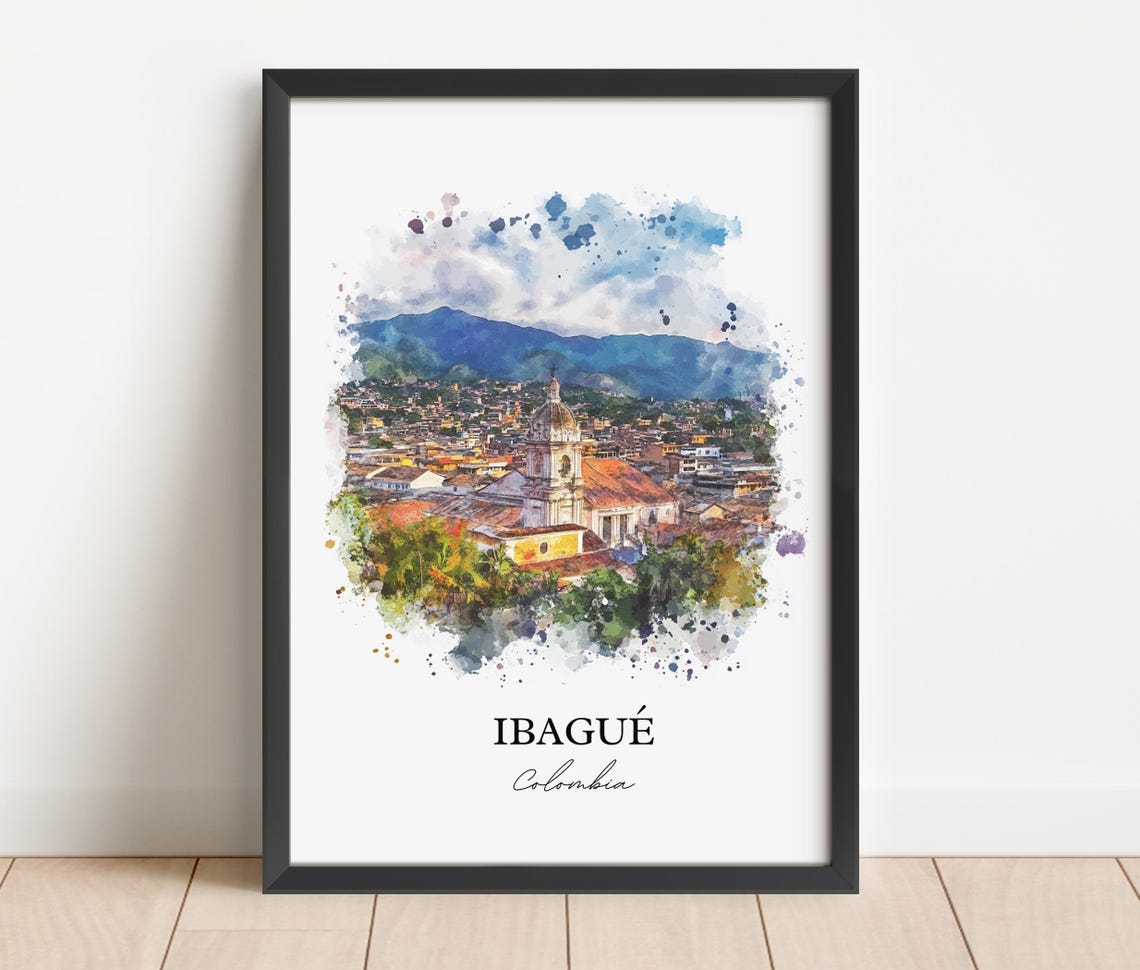 Ibagu Wall Art Colombia Print Watercolor Gift Travel Poster Housewarming - Image 5