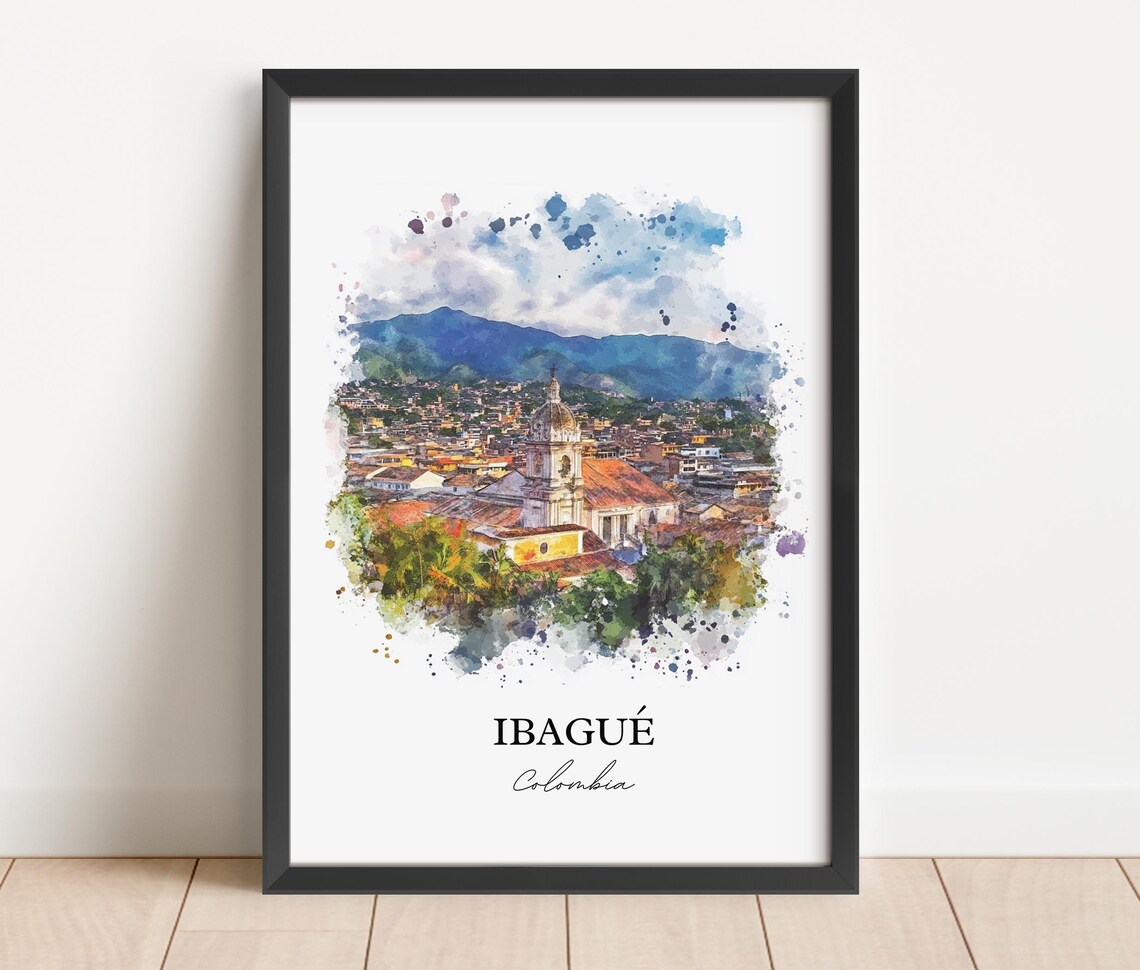 Ibague Colombia Watercolor Church Tower Andean Cityscape Poster - Image 5