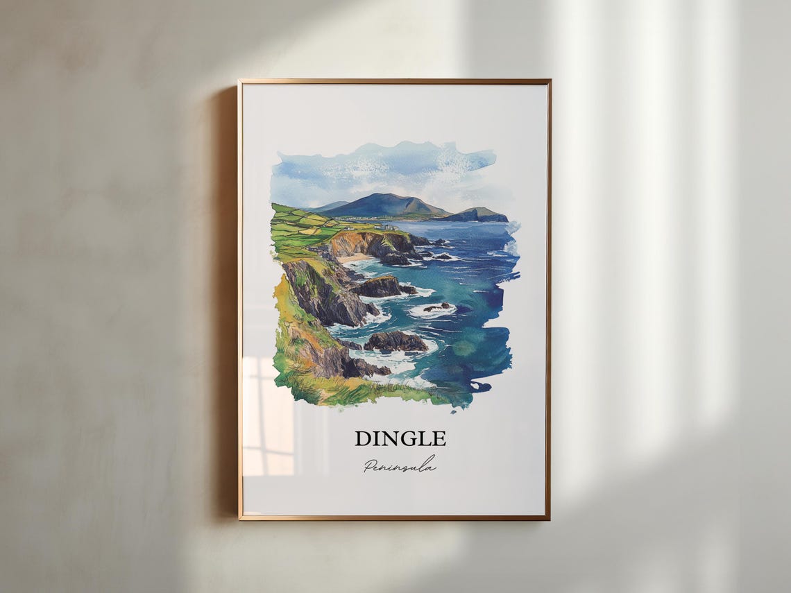 Dingle Peninsula Dunmore Ireland Watercolor Travel Poster - Image 5