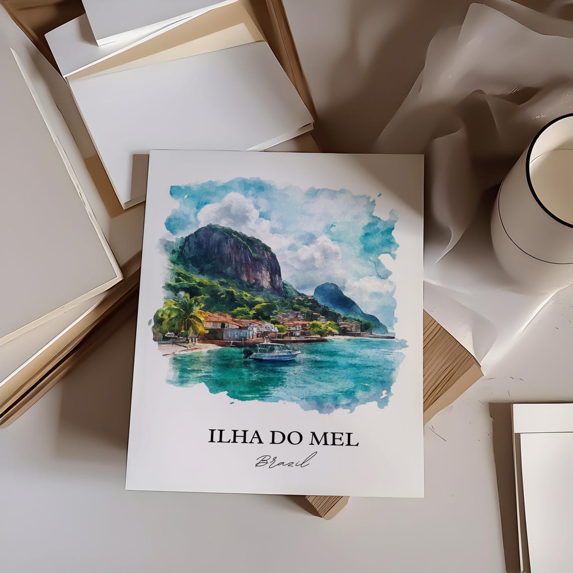 Ilha Do Mel Wall Art Paran Print Brazil Watercolor Gift Travel Poster Housewarming - Image 3
