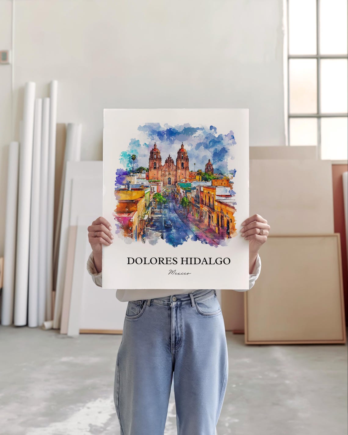 Dolores Hidalgo Watercolor Travel Poster, Guanajuato - Image 3