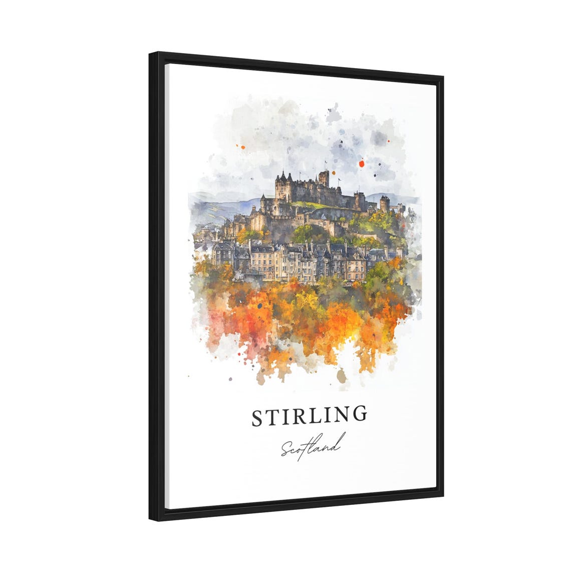 Stirling Scotland Castle Hill Autumn Watercolor Travel Poster - Image 2