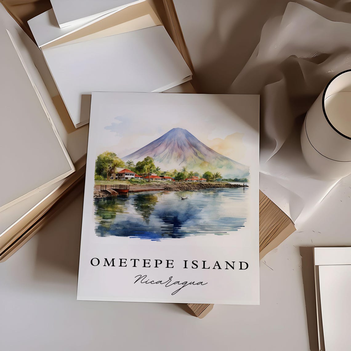 Ometepe Island Wall Art Nicaragua Poster Lake Wedding Gift Birthday Present Custom Text Personalized - Image 5