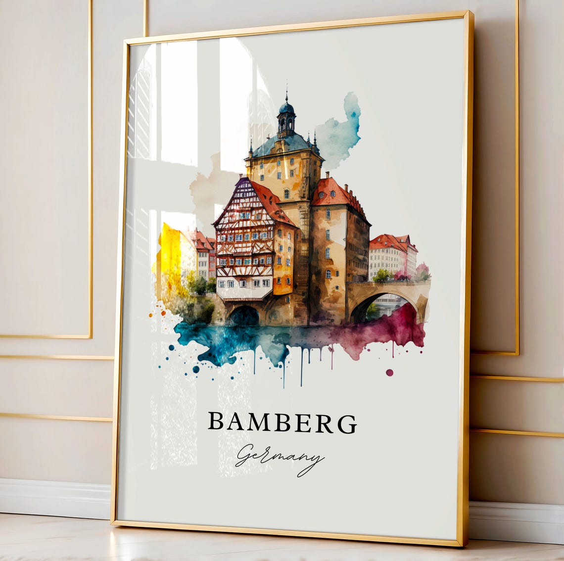 Bamberg Germany Travel Poster, Custom Text - Image 3