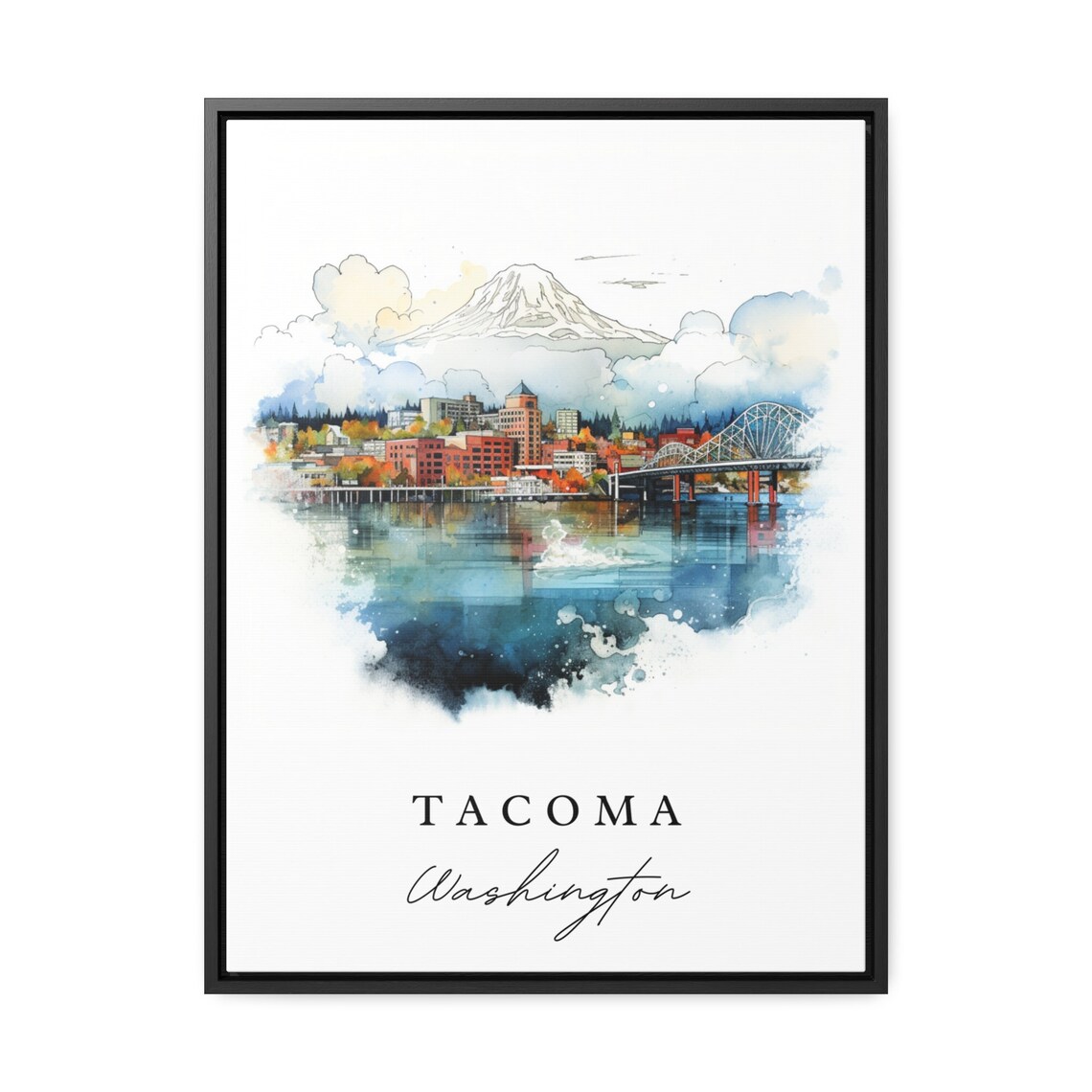 Tacoma WA Washington Poster Print, Custom Text - Image 2