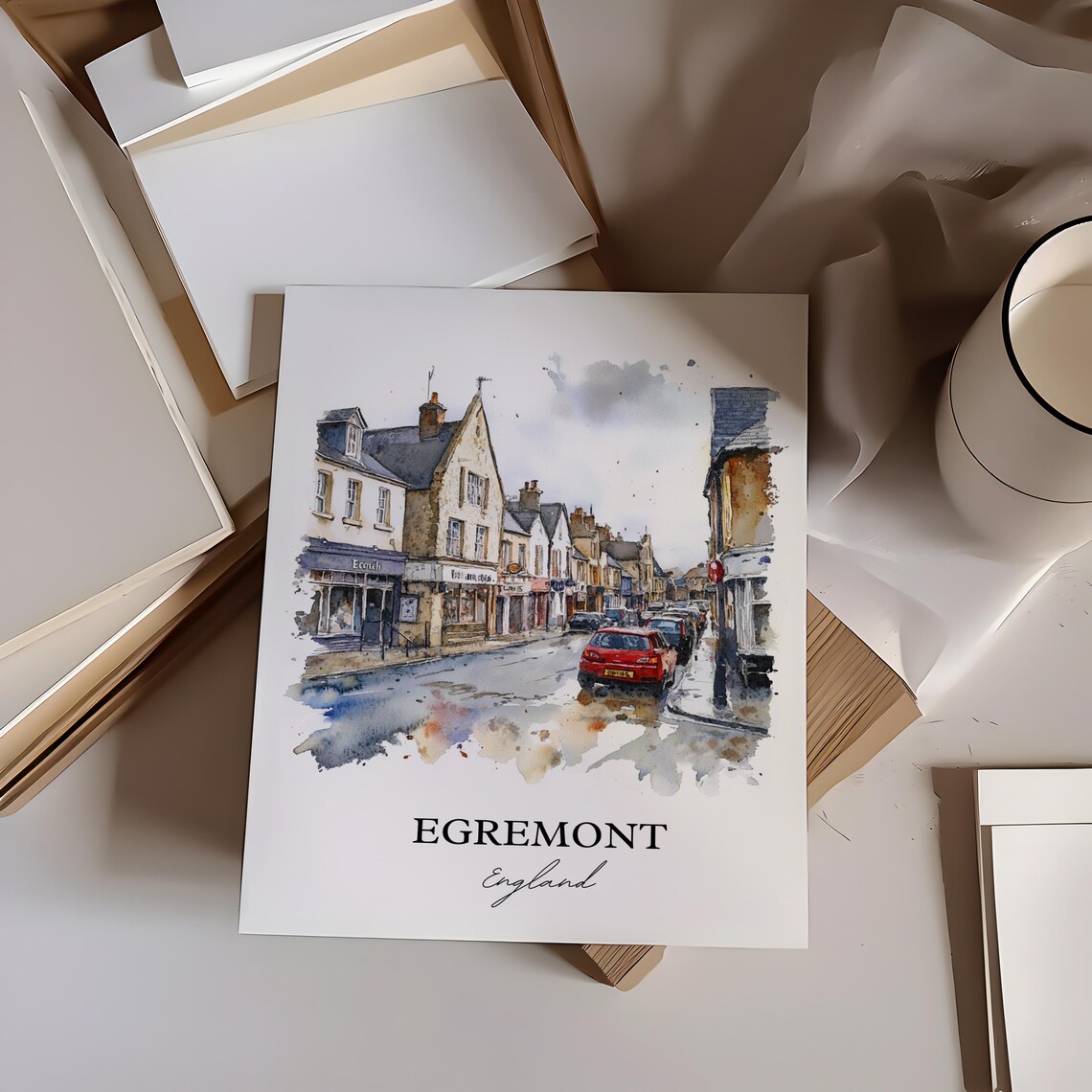 Egremont England Cumbria Market Town Street Watercolor Travel Poster - Image 3