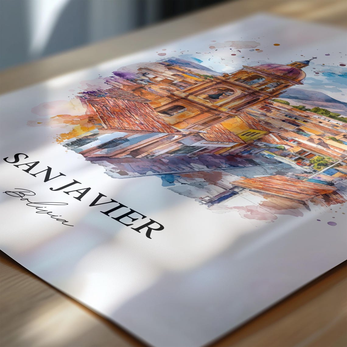 San Javier Bolivia Art Uflo De Chvez Print Watercolor Gift Travel Poster Housewarming - Image 4