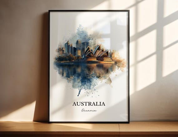 Australia Wall Art Sydney Print Watercolor Gift Travel Poster Housewarming
